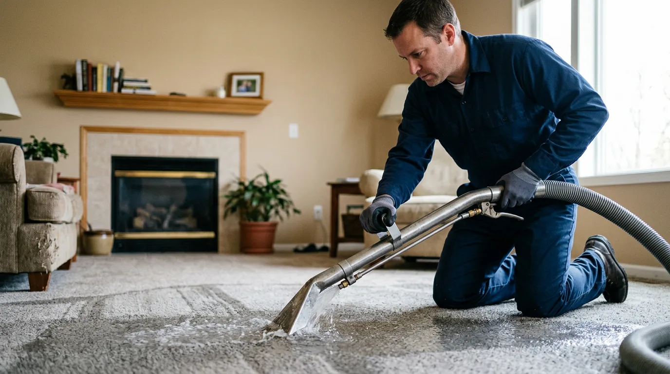 Water damage restoration technician working near Desdemona, TX